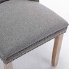 Akoasm Set of 2 Modern Tufted Linen Upholstered Dining Chair with Solid Wood Legs & Tassel Trim-Gray - 4 of 4