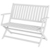 Outsunny 2-Person Foldable Wood Outdoor Bench with Backrest and Armrests for Patio, Garden, Porch, Park, Balcony, White - 4 of 4