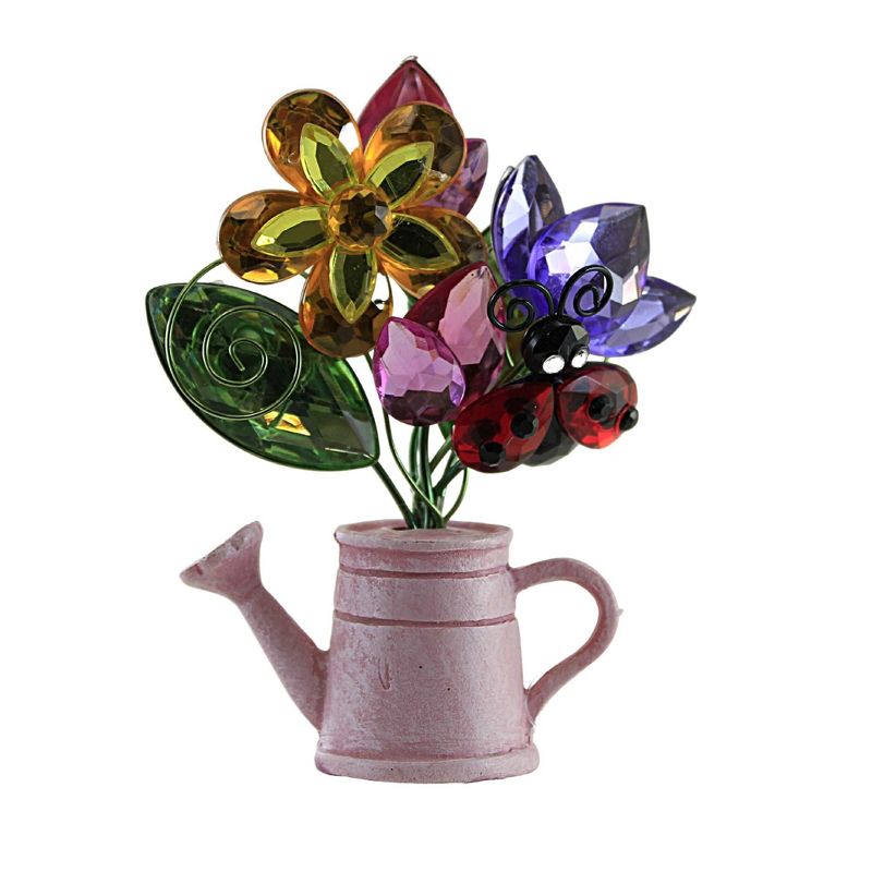 Home Decor 4.0 Inch Watering Can Acrylic Flowers Bee Butterfly Ladybug Figurines, 1 of 4