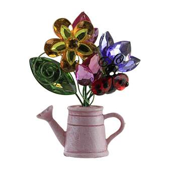 Home Decor 4.0 Inch Watering Can Acrylic Flowers Bee Butterfly Ladybug Figurines