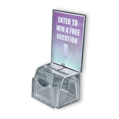 Clear Acrylic Medium Suggestion Box with Lock and Sign Holder