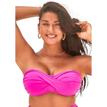 Swimsuits for All Women's Plus Size Valentine Ruched Bandeau Bikini Top