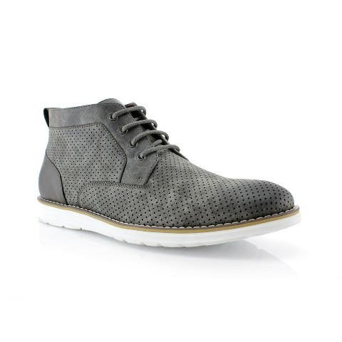 Polar Fox Mens Walker MPX506055 Mid-Top Perforated Casual Chukka Sneaker Boots, in Grey, Size 9.5