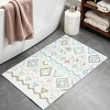 HomeRoots 32" Blue Brown And White Cotton Geometric Bath Rug - 2 of 4
