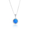 Opalata Sterling Silver, Round Blue Opal Necklace & Earrings Set - Blue - 16+2 Inch - 3 of 4