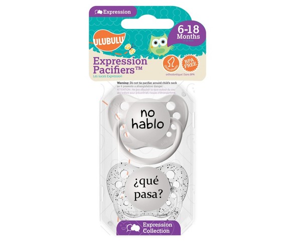Ulubulu 2pk Pacifiers No Hablo & Que Pasa