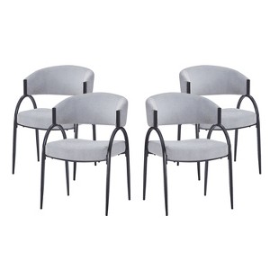 Christopher Knight Home Silas Upholstered Armrest Dining Chairs with Metal Legs (Set of 4) - 1 of 4