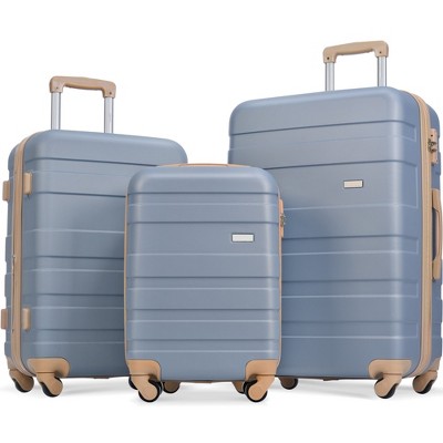 MOEPISY Luggage Sets New Model ABS Hardshell 3pcs Clearance Luggage Hardside Lightweight Durable Suitcase sets Light Blue