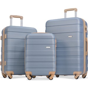 MOEPISY Luggage Sets New Model ABS Hardshell 3pcs Clearance Luggage Hardside Lightweight Durable Suitcase sets Light Blue - 1 of 4