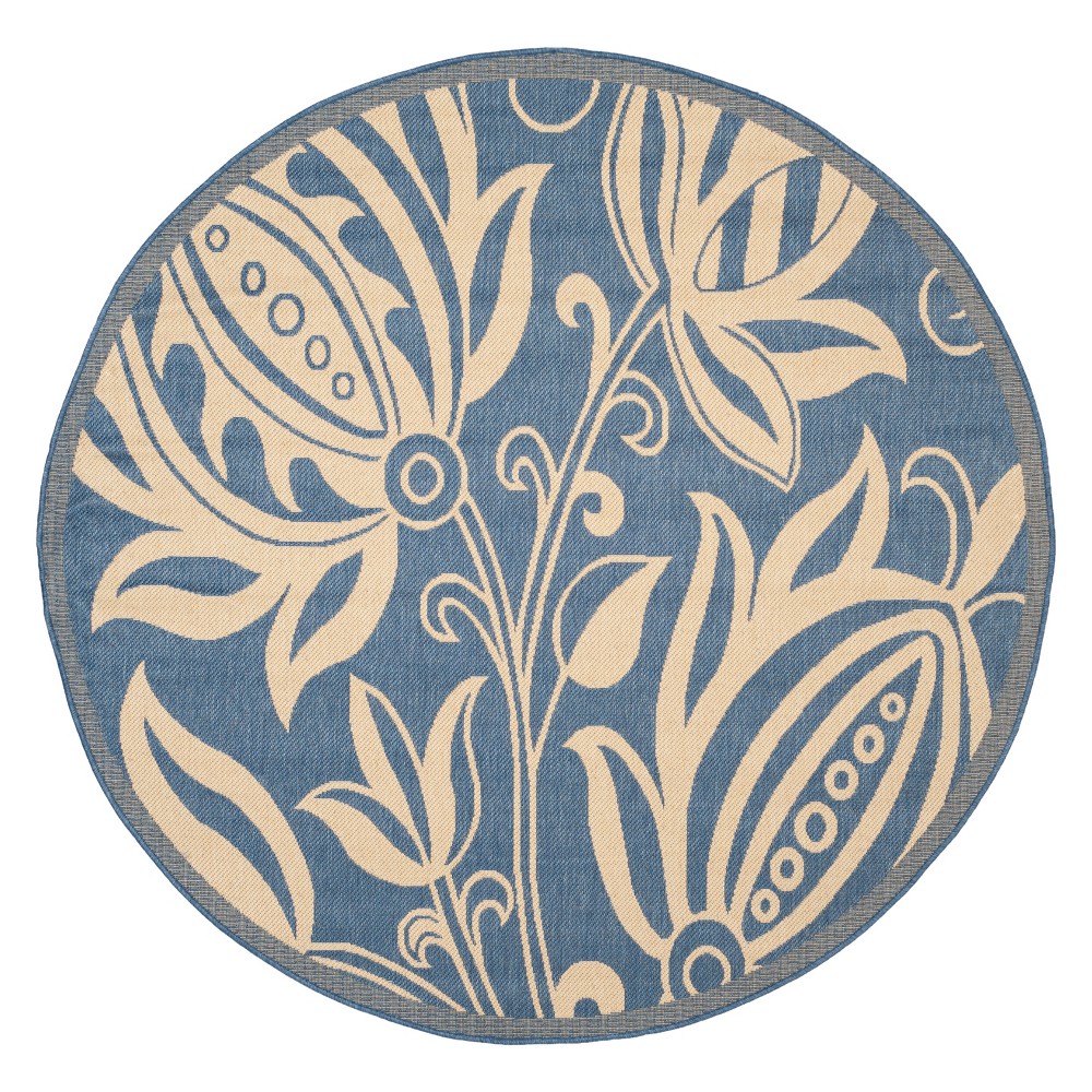 6'7in Round Gori Patio Rug Blue/Natural - Safavieh