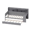 Bellemave Twin Corner Bed Frame with Storage Shelves and Desk, Wood Twin Size Daybed with Bookcase and Trundle and Storage, Gray - 4 of 4