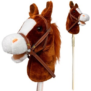 Playful Minds: Stick Pony - Chestnut - Brownish Red, 34" Wood Stick Ride-On, 12" - 1 of 4