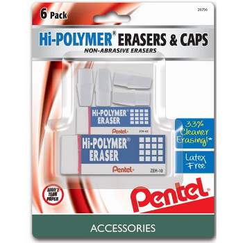 Pentel Hi-Polymer Eraser Combo Pack, White, Pack Of 15