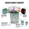Grungis Planters for Outdoor Plants,Modern Striped Ceramic Flowerpot Planter with Drainage Hole for Patio,Garden,2PCS - 4 of 4