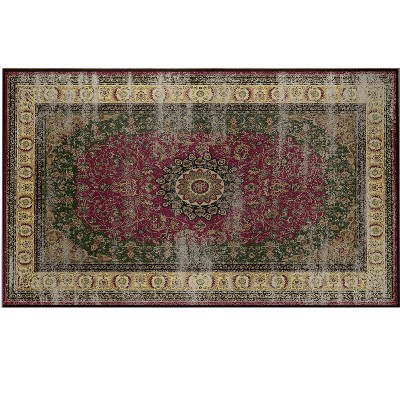 Deerlux Traditional Oriental Persian Style Living Room Area Rug with Nonslip Backing, Classic Pink
