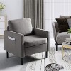 Mid-Century Fabric Armchair, Upholstered Armchair with Scooped Arms for Bedroom, Apartment, Dark Grey - 3 of 4