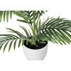 Monarch Specialties Artificial Plant 28 inch Tall Palm Tree Indoor Faux Fake Floor Greenery Potted Real Touch Decorative Green Leaves White Pot - 3 of 4