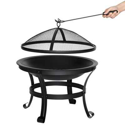 22-Inch Black Steel Free-Standing Outdoor Fire Pit