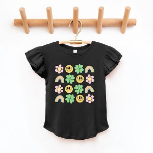 The Juniper Shop Smiley Clover Daisy Toddler Flutter Sleeve Tee - 1 of 3