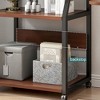 Garvee 3 Tier Printer Stands, 2 Movable + 2 Lockable, Rolling Printer Stand, with Backstop, Rolling Printer Cart for Home Office, Walnut - 3 of 4