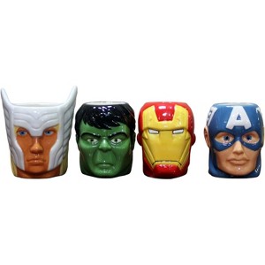 Bazillion Dreams Marvel Avengers 4-Pack Mugs - Superhero-Inspired Glass Cups Featuring Hulk, Captain America, Iron Man, and More! - 1 of 4