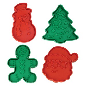 R&M International 4 Piece Double Sided Christmas Cookie Stamper Set, 2-Inch - 1 of 4