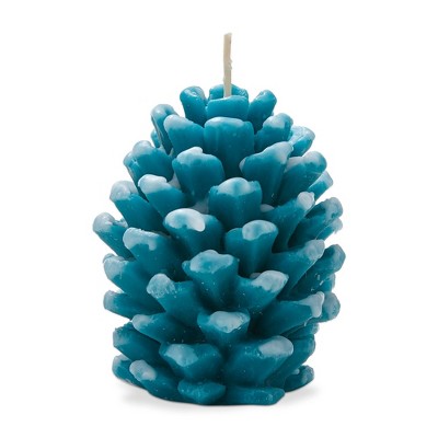 tag Frosted Pine Cone Candle Turquoise