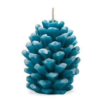 tag Frosted Pine Cone Candle Turquoise