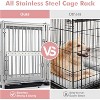 48 Inch Dog Crate, Heavy Duty Full Stainless Steel Dog Crate Cage Kennel for Large Dogs, Wheels and Double Door, Silver - 2 of 4
