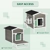 Outdoor Wooden Cat House with Balcony and Asphalt Roof,2 Story Weatherproof Shelter with Exit Door for Feral - LAOTIES - 4 of 4