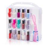 Glamlily Clear Nail Polish Organizer Case, Storage Holder for 30 Bottles and Tools (11.8 x 11.2 x 3.15 In)