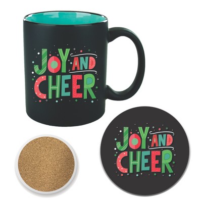 Courtside Market Joy and Cheer 11 oz Tuxedo Mug & Coaster Set