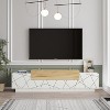 HomeStock Floyd TV Unit Stand White Felt - UV Print Entertainment Center Console 63 Inches with Storage Shelves & Doors - 3 of 4