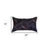 HomeRoots Set of Two 12" X 20" Chocolate Chevron Cowhide Lumbar Throw Pillows - 3 of 4