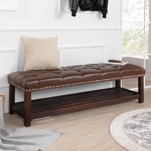 Lyngins Storage Ottomanes with Nailhead Trim and Shelf,Tufted Upholstered Storage Bench,Storage Bench Benches for Living Room,Bedroom - 1 of 4