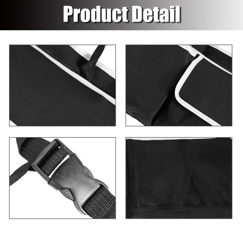 Unique Bargains Car Trunk Organizer Hanging Back Seat Cloth Storage Bag with 6 Pockets Black 39.37"x18.11", 3 of 7