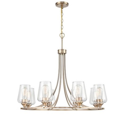 Ashford Rubbed Bronze 32" Chandelier with Clear Glass Shades