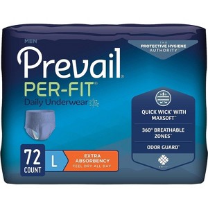Prevail Per-Fit Daily Incontinence Underwear for Men, Pull On with Tear Away Seams, Extra Absorbency - 1 of 4