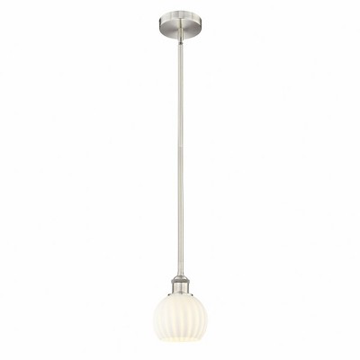 White Venetian - 1 Light Stem Hung Mini Pendant In Modern Style-7.5 Inches Tall and 6 Inches Wide
