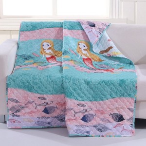 One Pixie Street Mermaid Multi Throw Blanket – 50x60 Inches Cozy Microfiber Quilt - 1 of 3