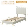 Twin/Twin XL Bed Frame, Boucle Upholstered Platform Bed with Wave Headboard for Girls/Kids, No Box Spring Needed - 2 of 4