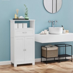 ChicFurnit Bathroom Storage Cabinets Bathroom Floor Storage Cabinet Functional Bathroom Cabinet with Drawer for Bathroom, White, 23.5"*11.8"*42.8" - 1 of 4