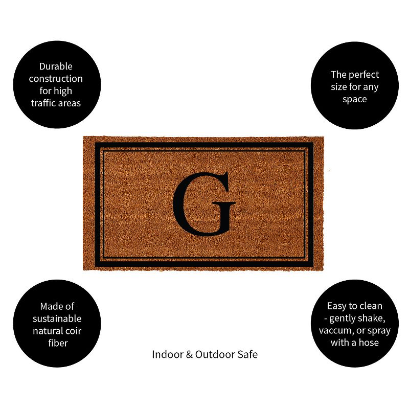 Evergreen Monogram Indoor Outdoor 100% Natural Coir Doormat 28" x 16" |  Letter  "G", 2 of 4