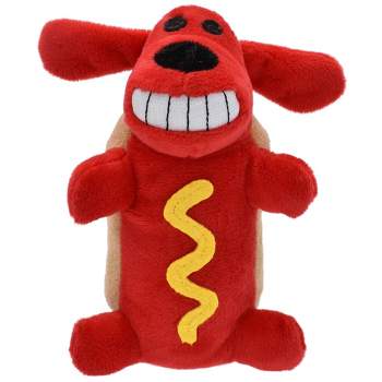 Multipet 6" Loofa Hot Dog Interactive Plush Dog Toy