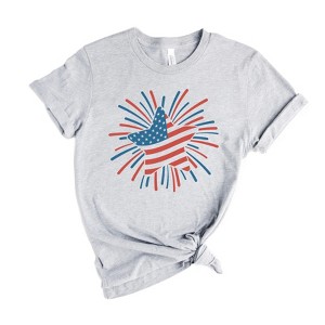 Simply Sage Market Women's Star Flag Firework Short Sleeve Graphic Tee - 1 of 2