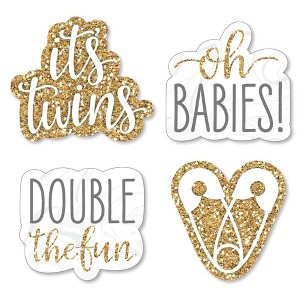 Big Dot of Happiness It's Twins - DIY Shaped Gold Twins Baby Shower Cut-Outs - 24 Count - 1 of 4