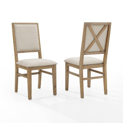 Joanna Cream Linen and Light Wood Rustic Dining Chair Set