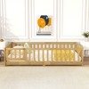 TIRAMISUBEST Twin/Full/Queen Size Floor Bed with Fence and Door, Rubber Wood Floor Platform Bed Montessori Bed Toddler Bed with Safety Guardrails - 2 of 4