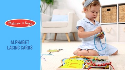 Melissa & Doug Alphabet Wooden Lacing Cards With Double-Sided