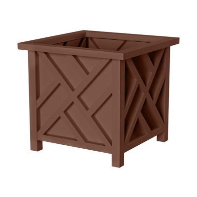 Brown Polypropylene Outdoor Lattice Design Planter Box, 14.75-Inch